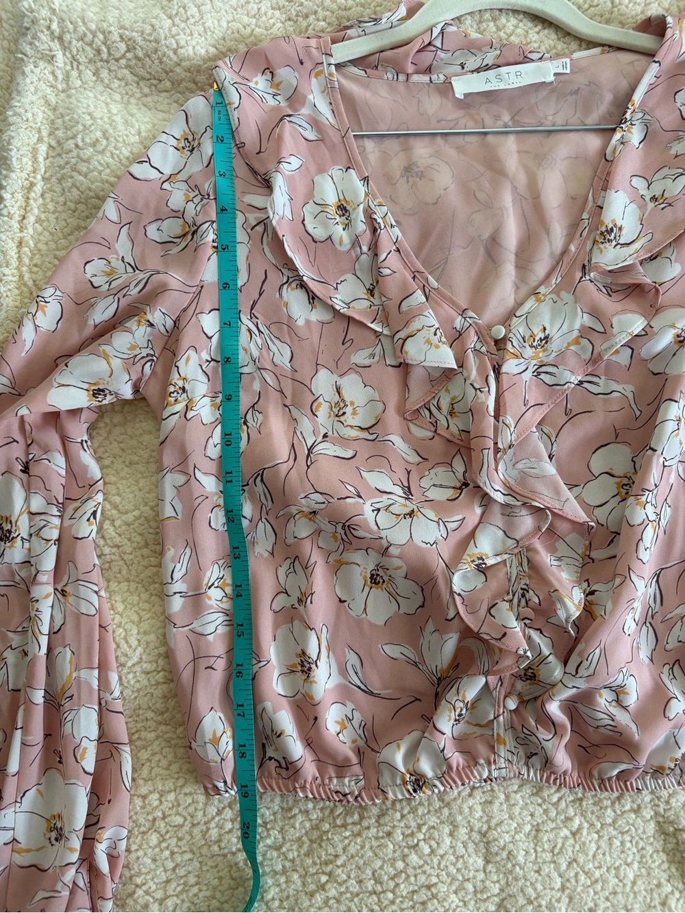 ASTR the label Blush Pink Floral Ruffle Button-Front Blouse - Picture 7 of 7